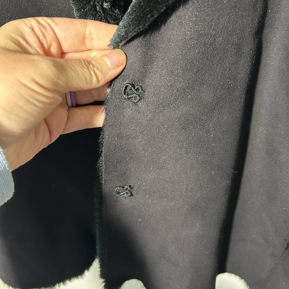 Ralph Lauren Black Label Faux Suede & Fur Collared Black Vest Size Small RL vest - Picture 7 of 11